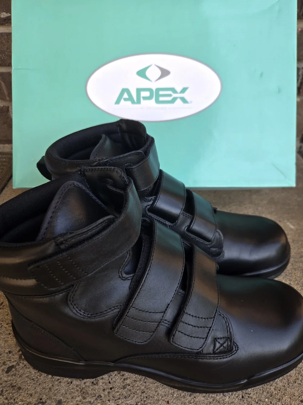 Apex Men's Black Leather Velcro Ankle Boots